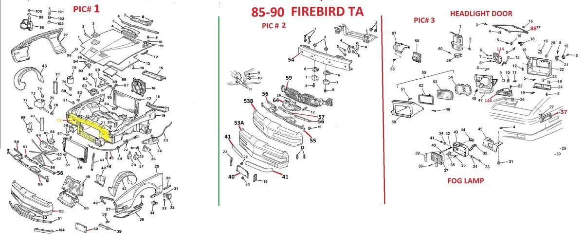 Entered 85-90 Firebird Front End, Drawing 1