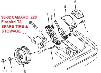 Entered 93-02 Camaro Firebird Spare Tire & Stowage, Drawing 1