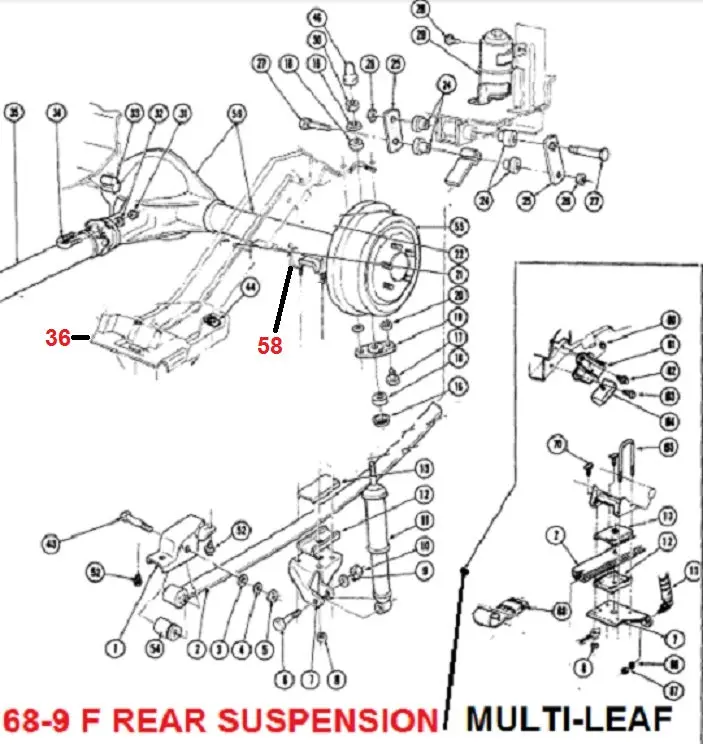 Entered 68-69 Camaro Firebird Rear Suspension, Drawing 1