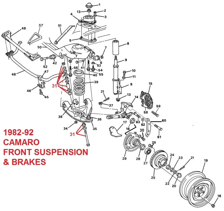 Entered 1982-92 Camaro Front Suspension & Brakes , Drawing 1