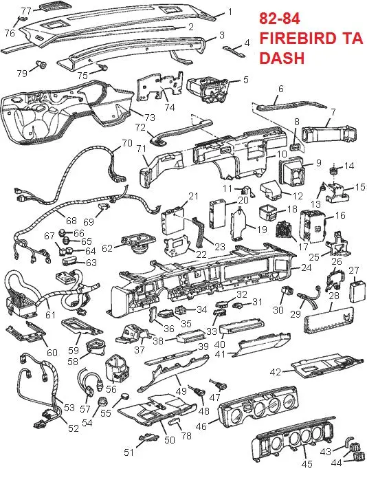 Entered 82-84 Firebird Dash Parts19, Drawing 1
