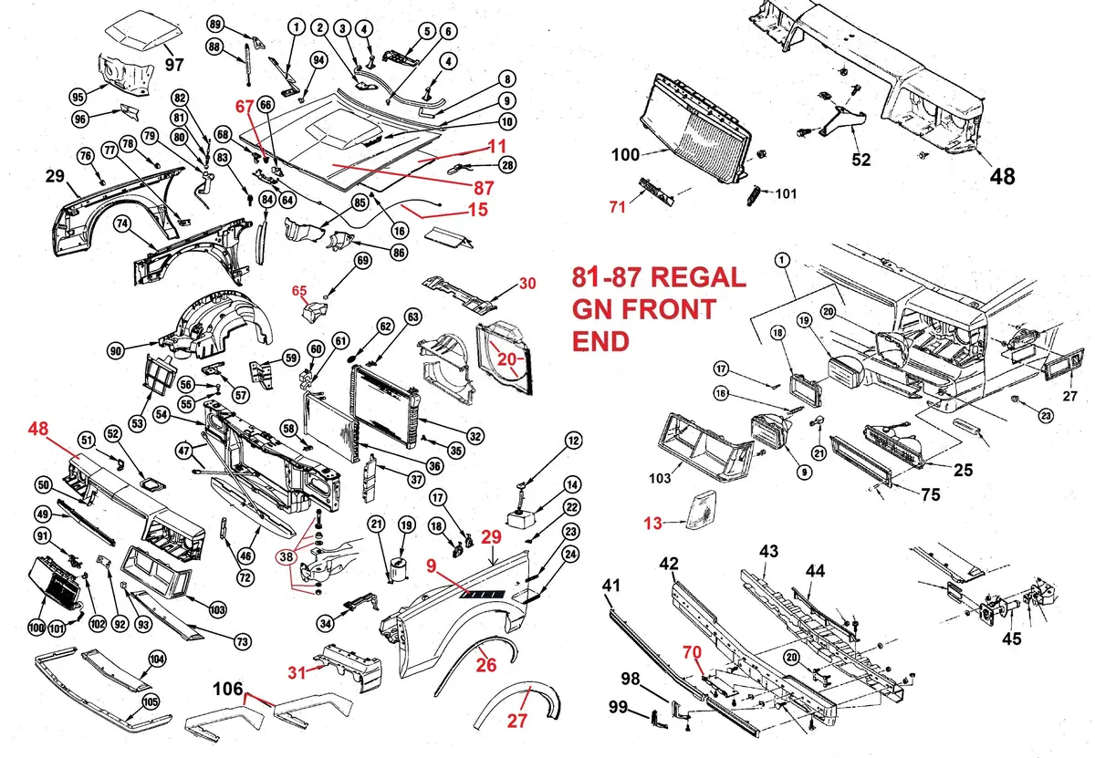 Entered 81-87 Regal Gn Front End, Drawing 1