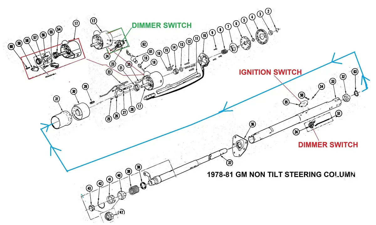 Entered 1978-81 Gm Steering Column, Drawing 1