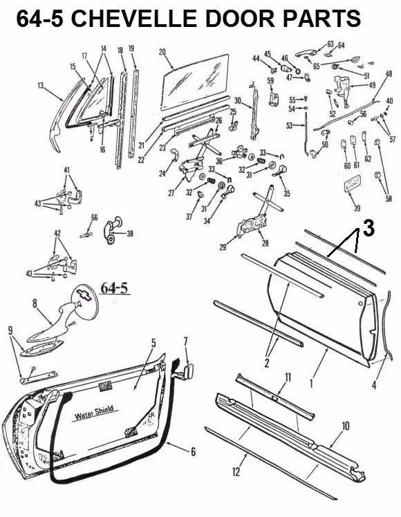1964-65 A-Body Door Parts #2 Drawing 1
