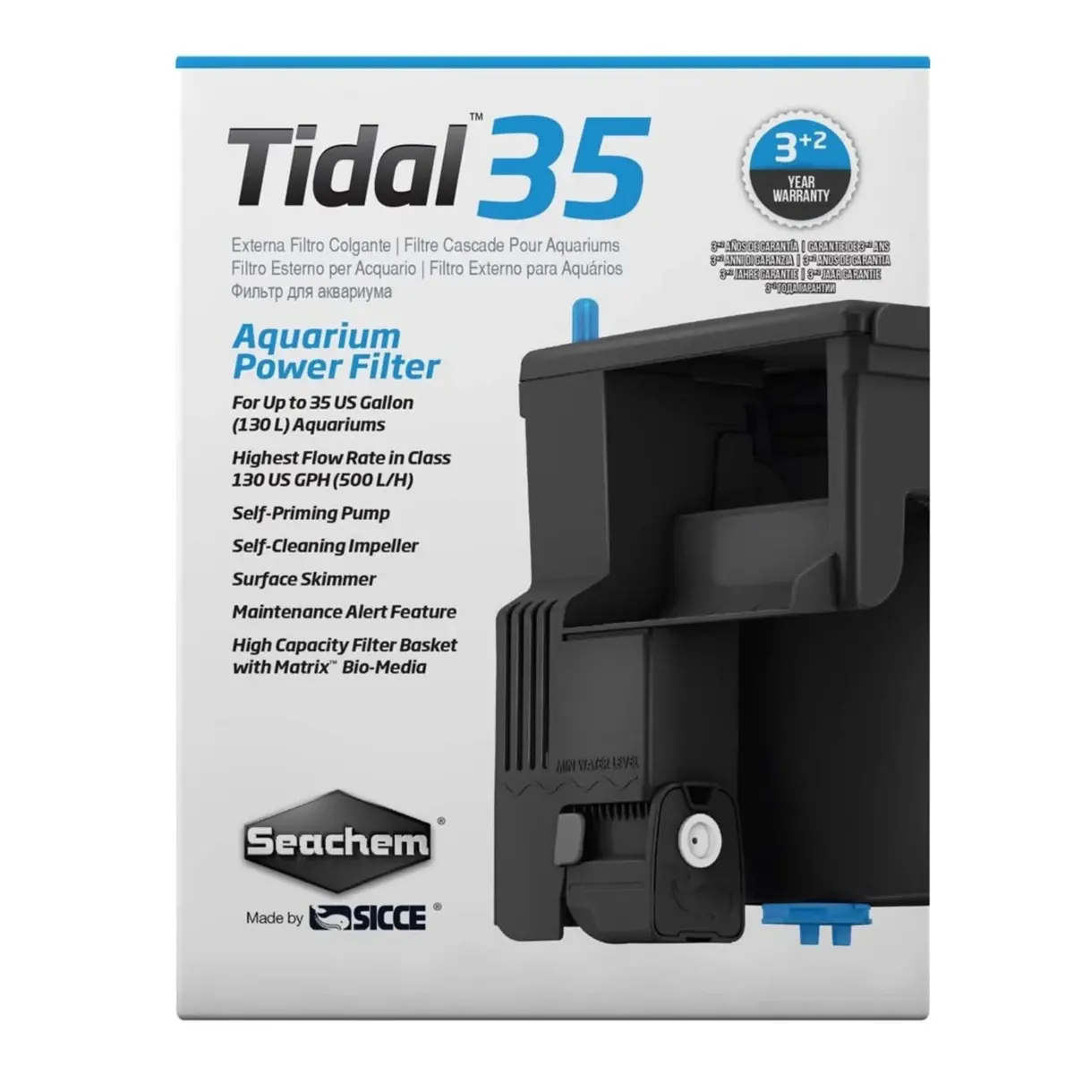 Seachem Laboratories Tidal 35 Power Filter Black 1