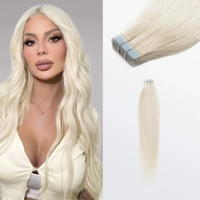 Straight Tape In Remy Hair Extension #60 1