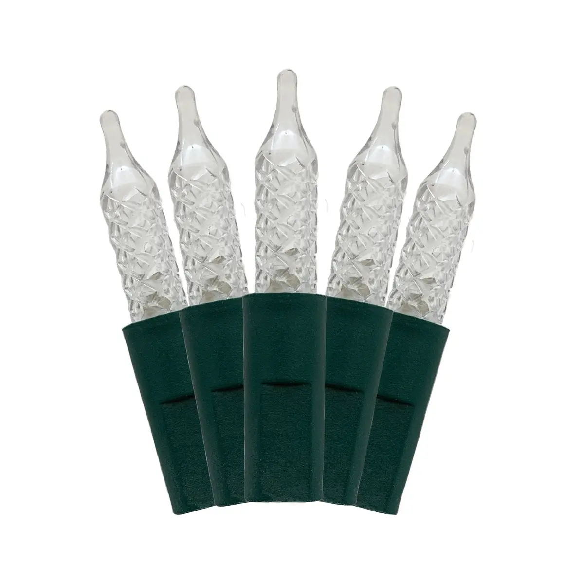Perfect Holiday 70 Led Indoor/Outdoor Crosshatch Pointed Tip Green Cable Christmas String Lights - Cool White 1