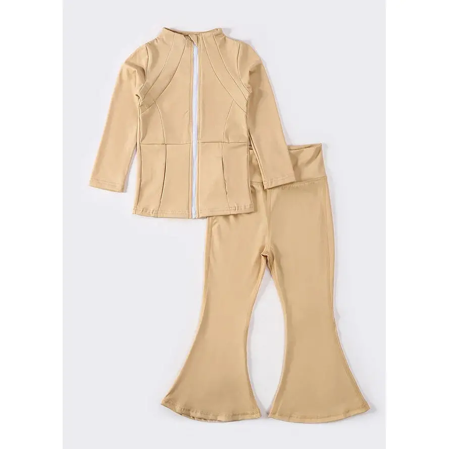 Sassy Soul Khaki Active Girl Bootcut Pants Set 220701 1