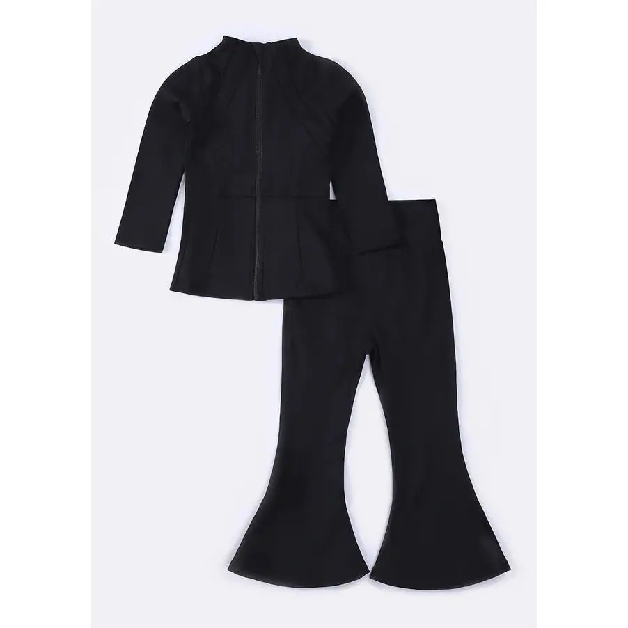Sassy Soul Black Girl Active Flare Pants Set 220703 1