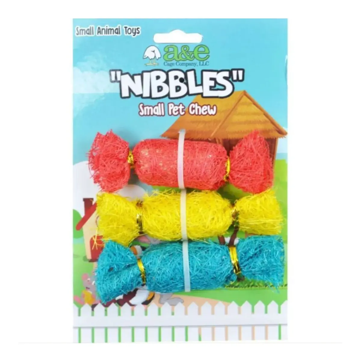 A & E Cages Nibbles Small Animal Loofah Chew Toy Candies 1