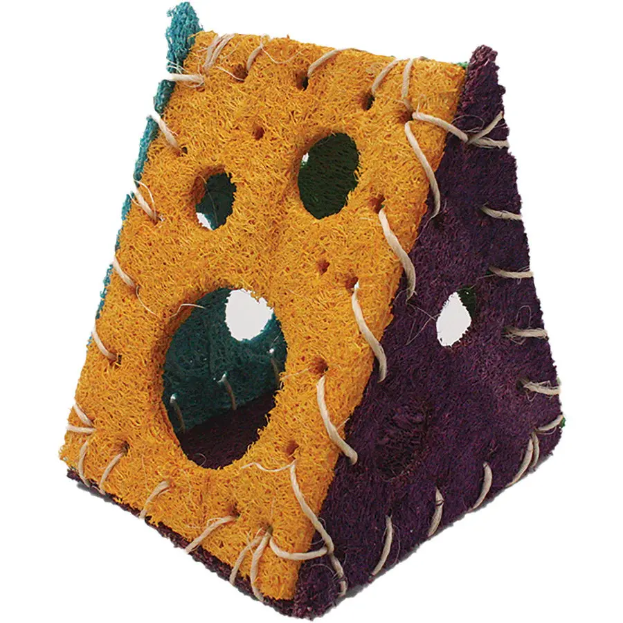 A & E Cages Nibbles Small Animal Loofah Chew Toy Cheese House 1