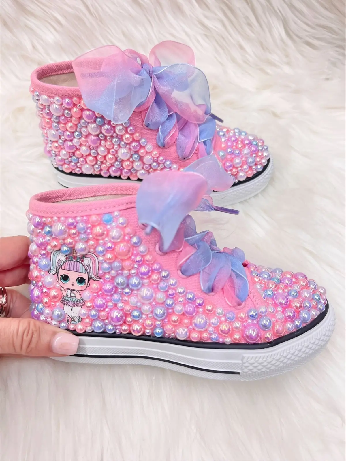 Mia Belle Girls L.O.L. Surprise! Unicorn Beaded Sneakers 1