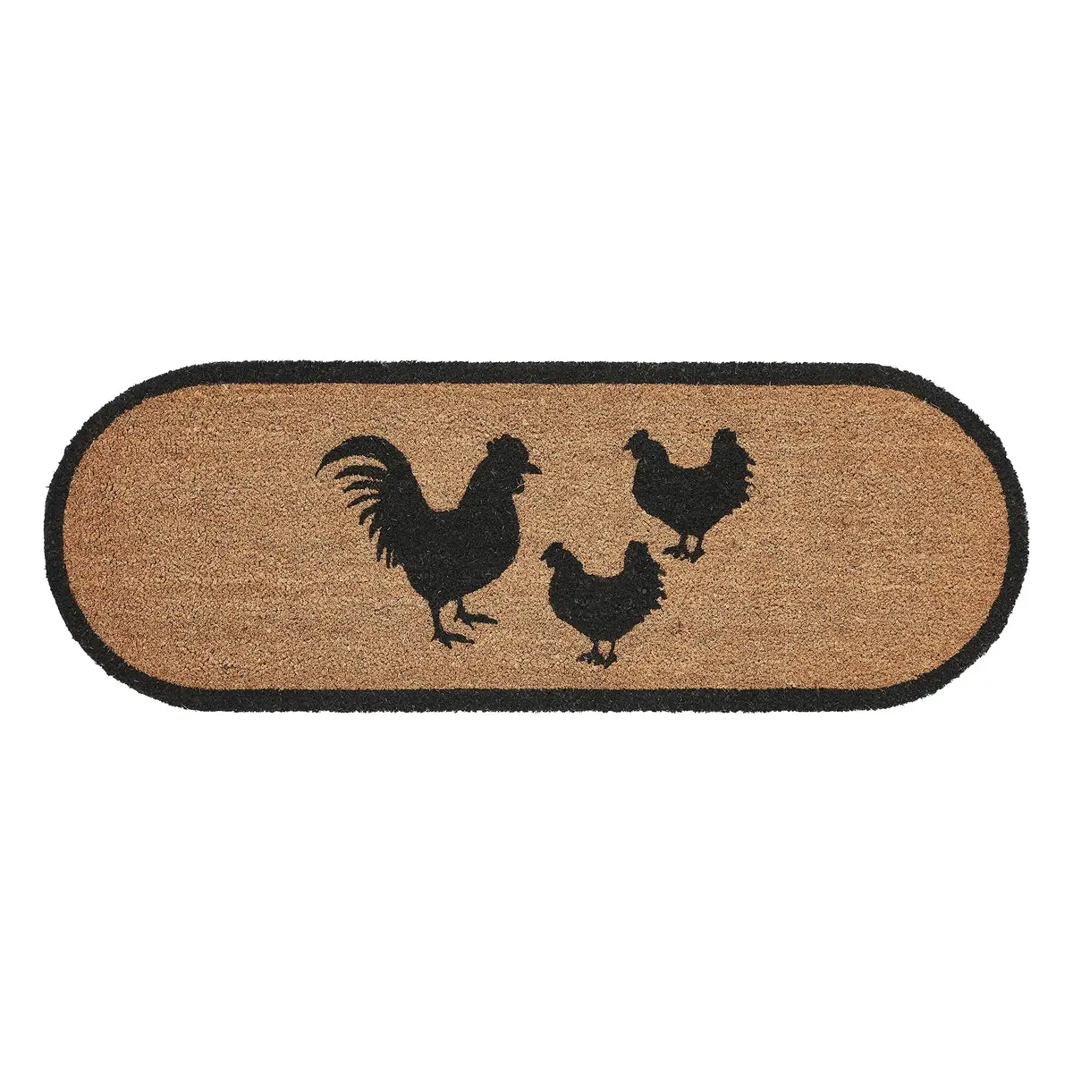 Down Home Rooster & Hens Coir Rug Oval 17X48 1