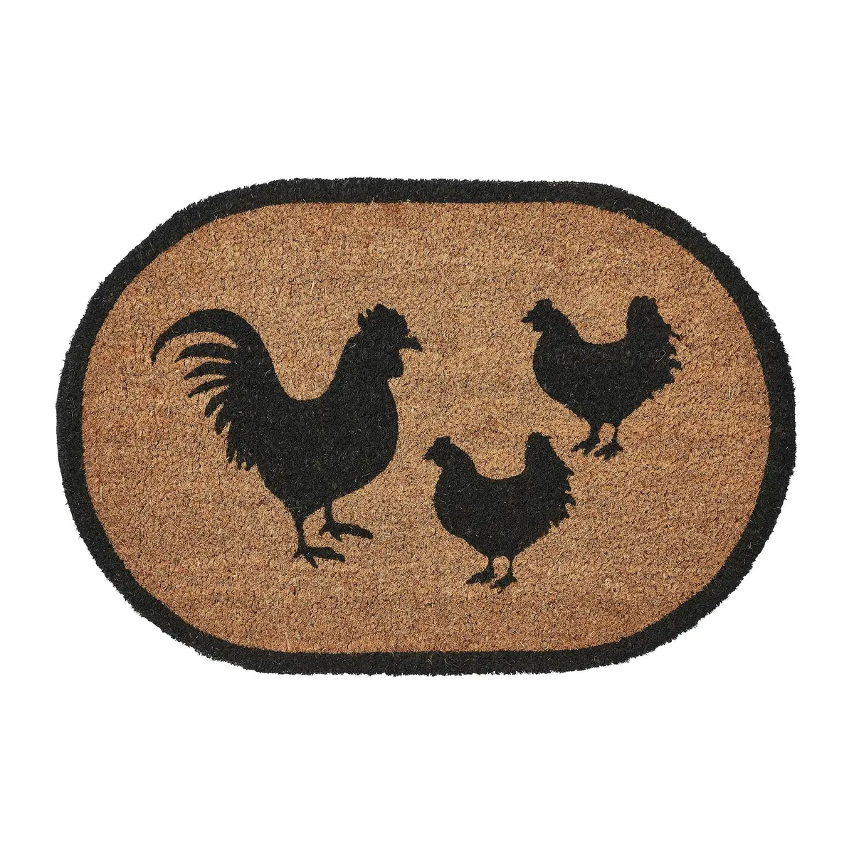 Down Home Rooster & Hens Coir Rug Oval 20X30 1