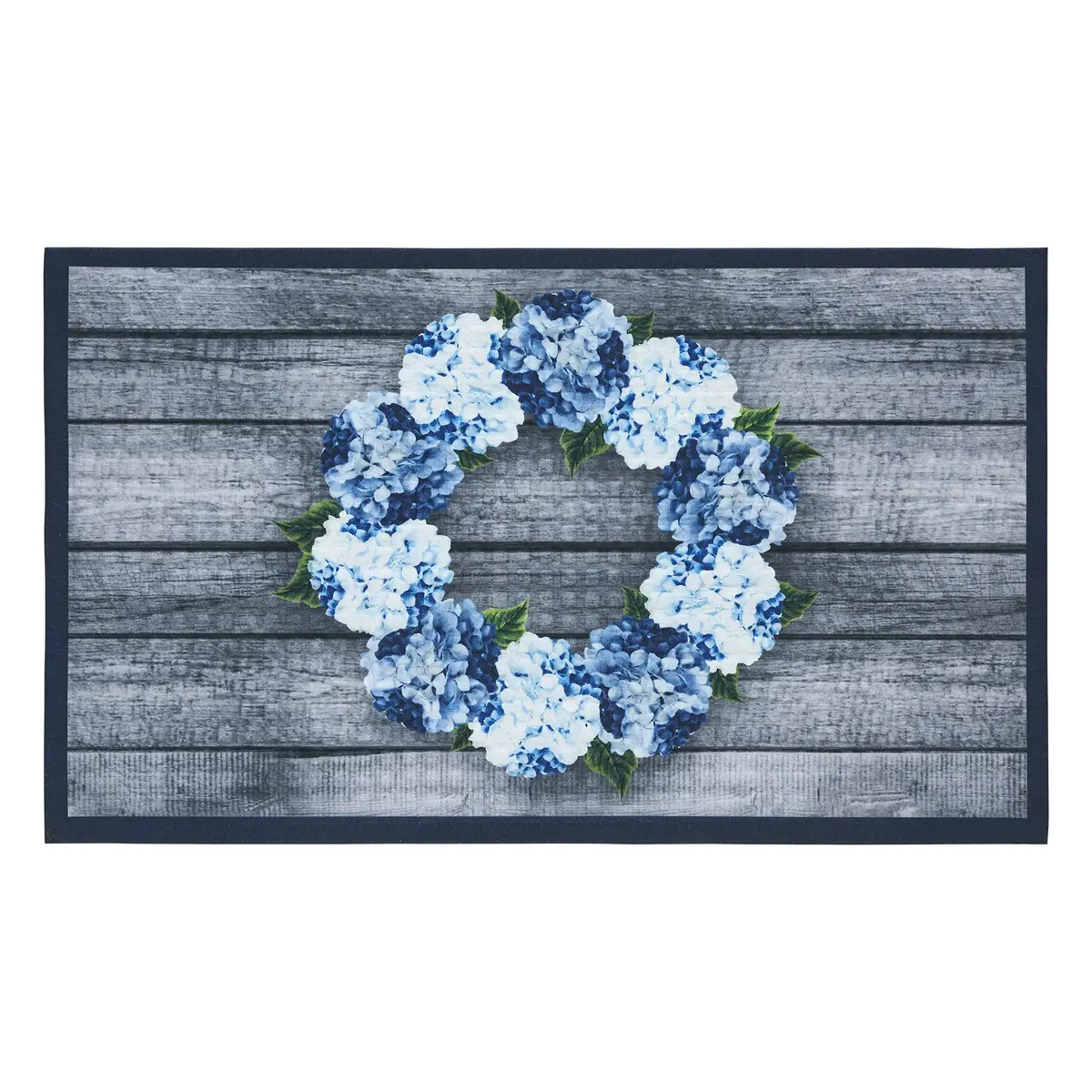 Finders Keepers Hydrangea Wreath Nylon Rug Rect 17.5X29.5 1