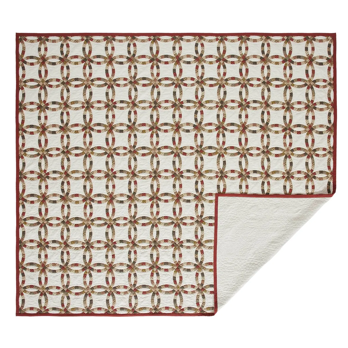 Custom House Wedding Rings King Quilt Set; 1-Quilt 110Wx97l W/2 Shams 21X37 1