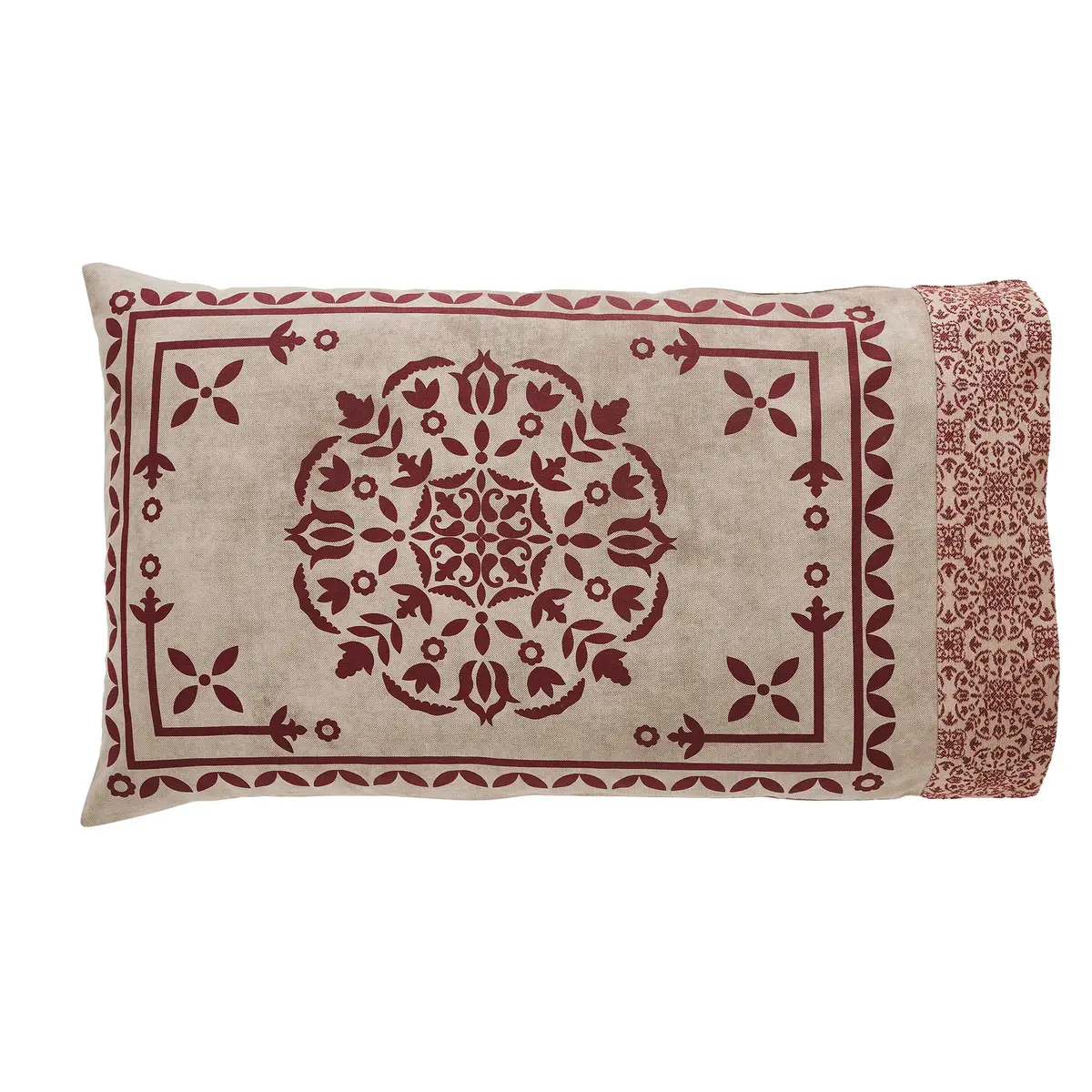 Custom House Burgundy Tan Jacquard Standard Pillow Case Set Of 2 21X30+4 1