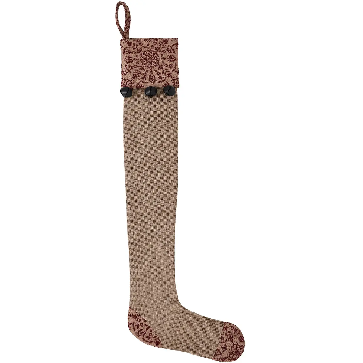 Custom House Burgundy Tan Jacquard Prim Stocking 7X19 1