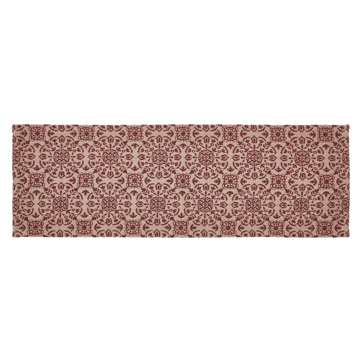 Custom House Burgundy Tan Jacquard Runner 8X24 1