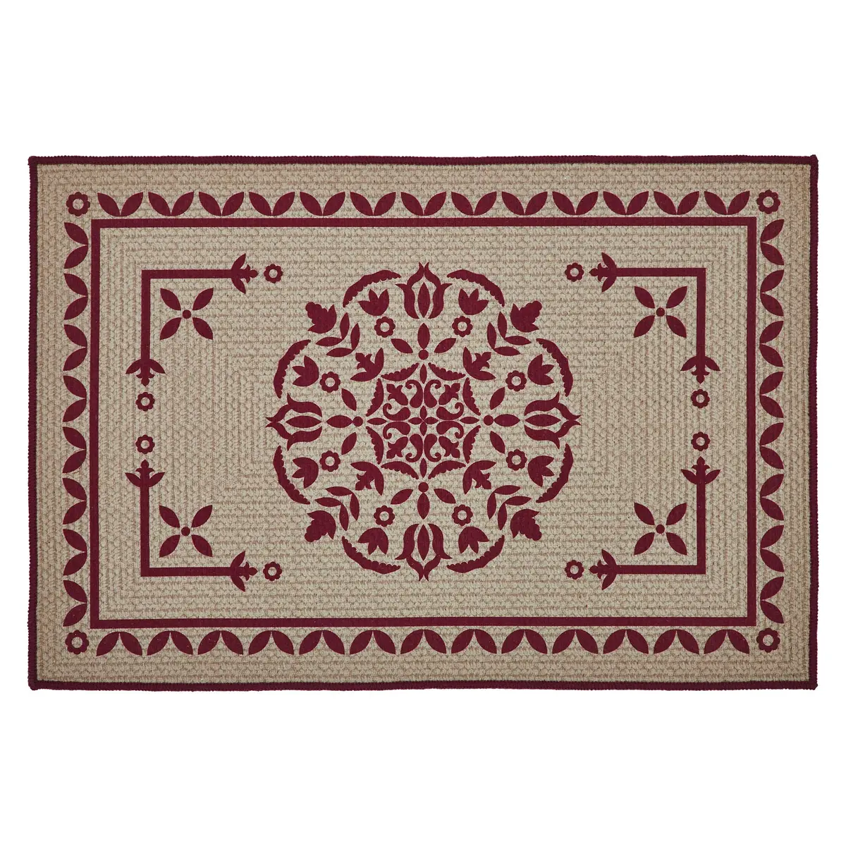 Custom House Burgundy Tan Jacquard Polyester Bathmat 20X30 1