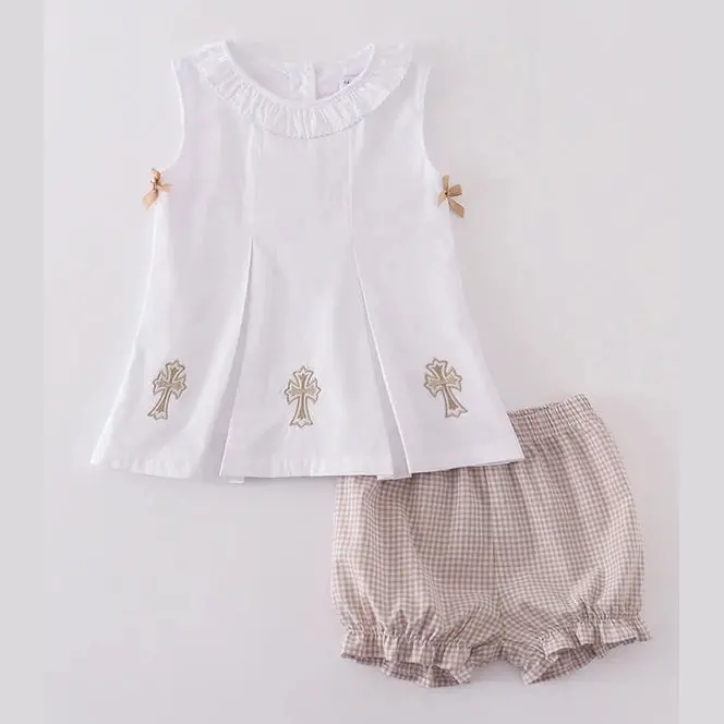 Abby & Evie Premium Premium Cross Embroidery Bloomer Set 900641 1