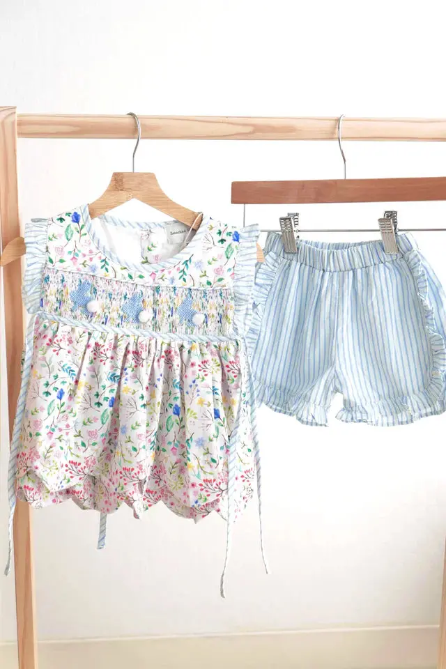 Floral Easter Bunny Hand-Smocked Girl Set Hs240947 1