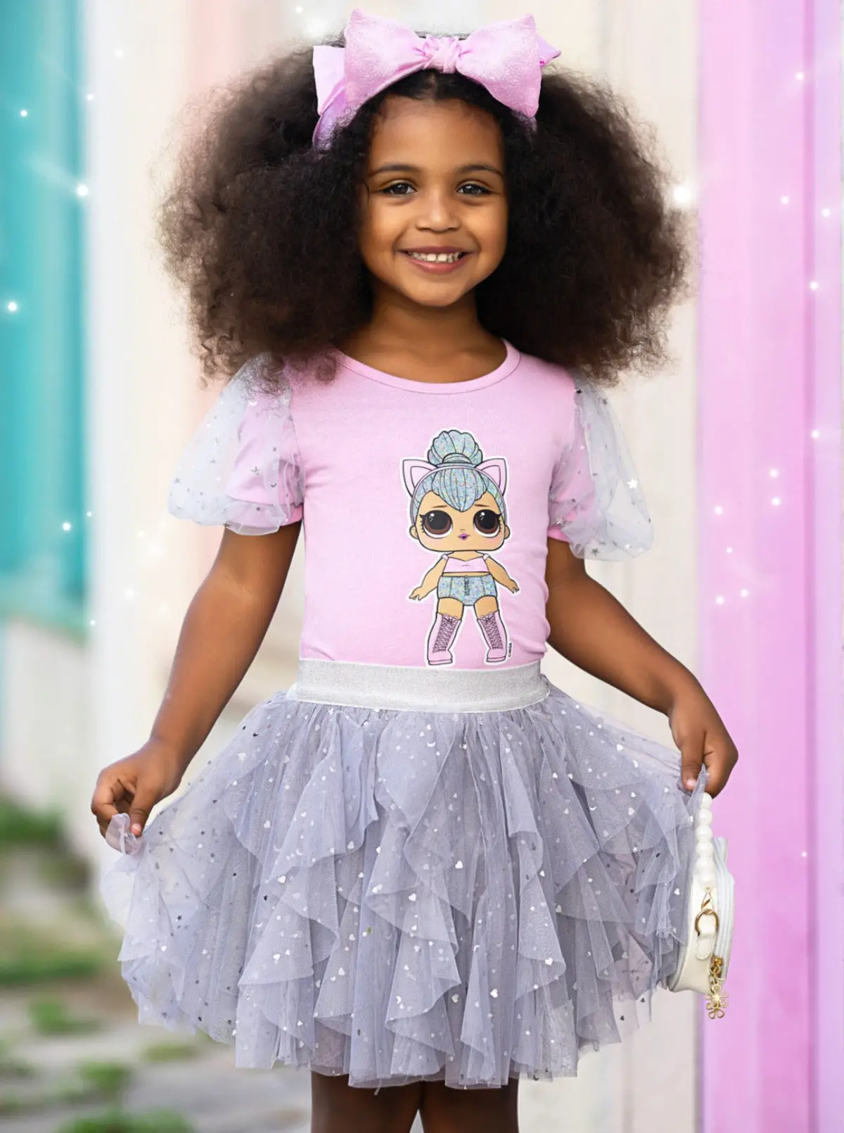 Mia Belle Girls L.O.L. Surprise! Kitty Queen Sparkle Tulle Skirt Set 1