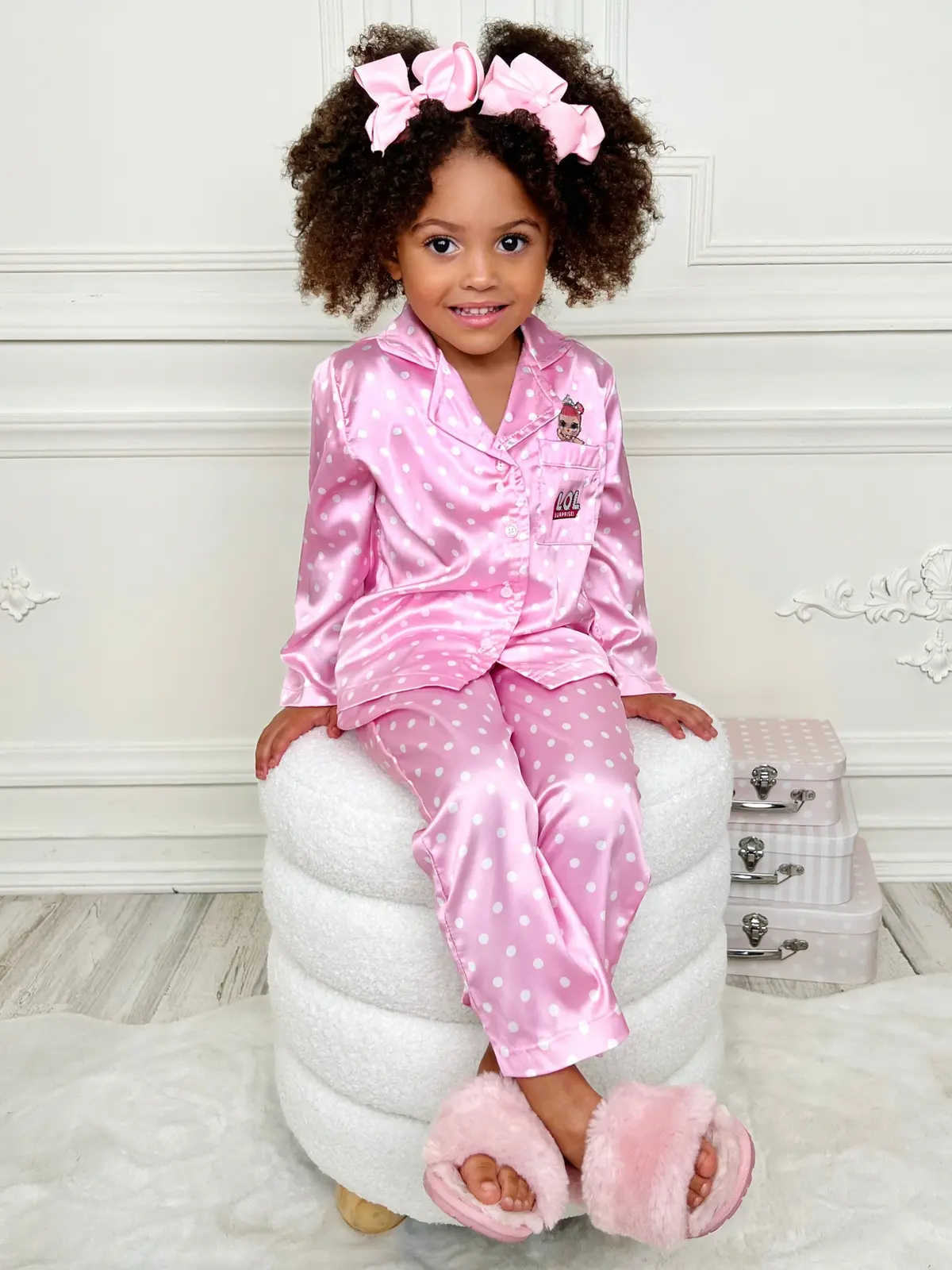 Mia Belle Girls L.O.L. Surprise! Center Stage Silky Polka Dot Pajama Set 1
