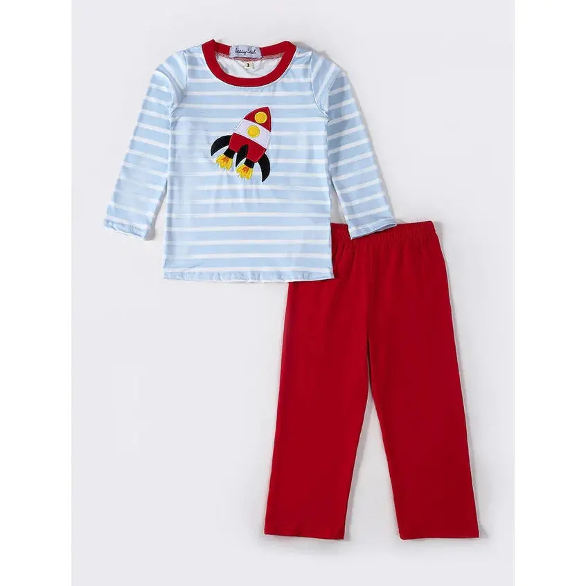 Sassy Soul Red Rocket Applique Boy Set My407041 1