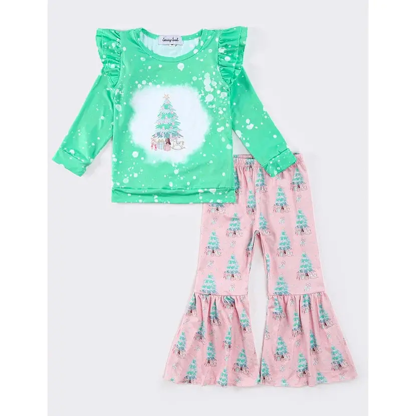 Sassy Soul Pink Christmas Tree Girl Bell Pants Set My407123 1