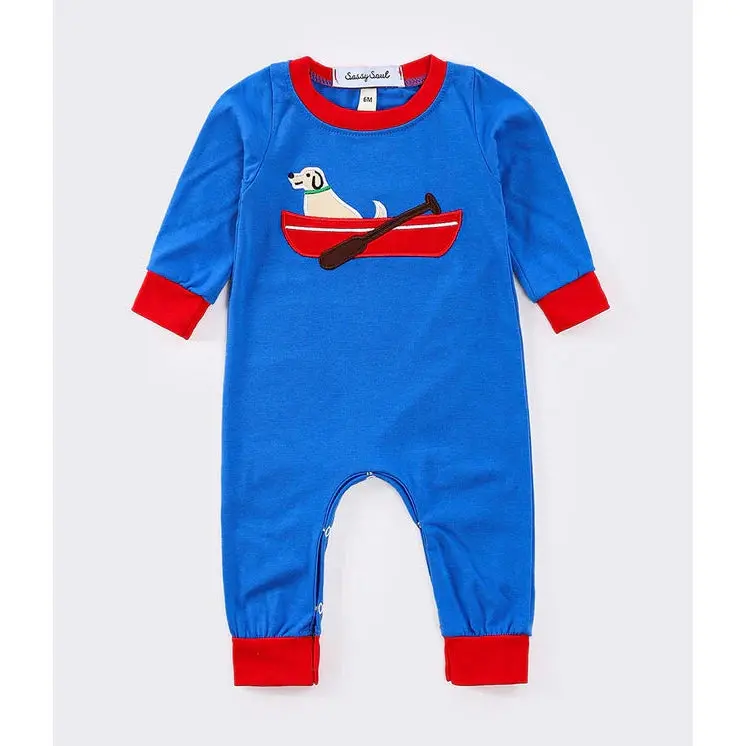 Sassy Soul Blue Puppy Fishing Boy Romper My407128 1