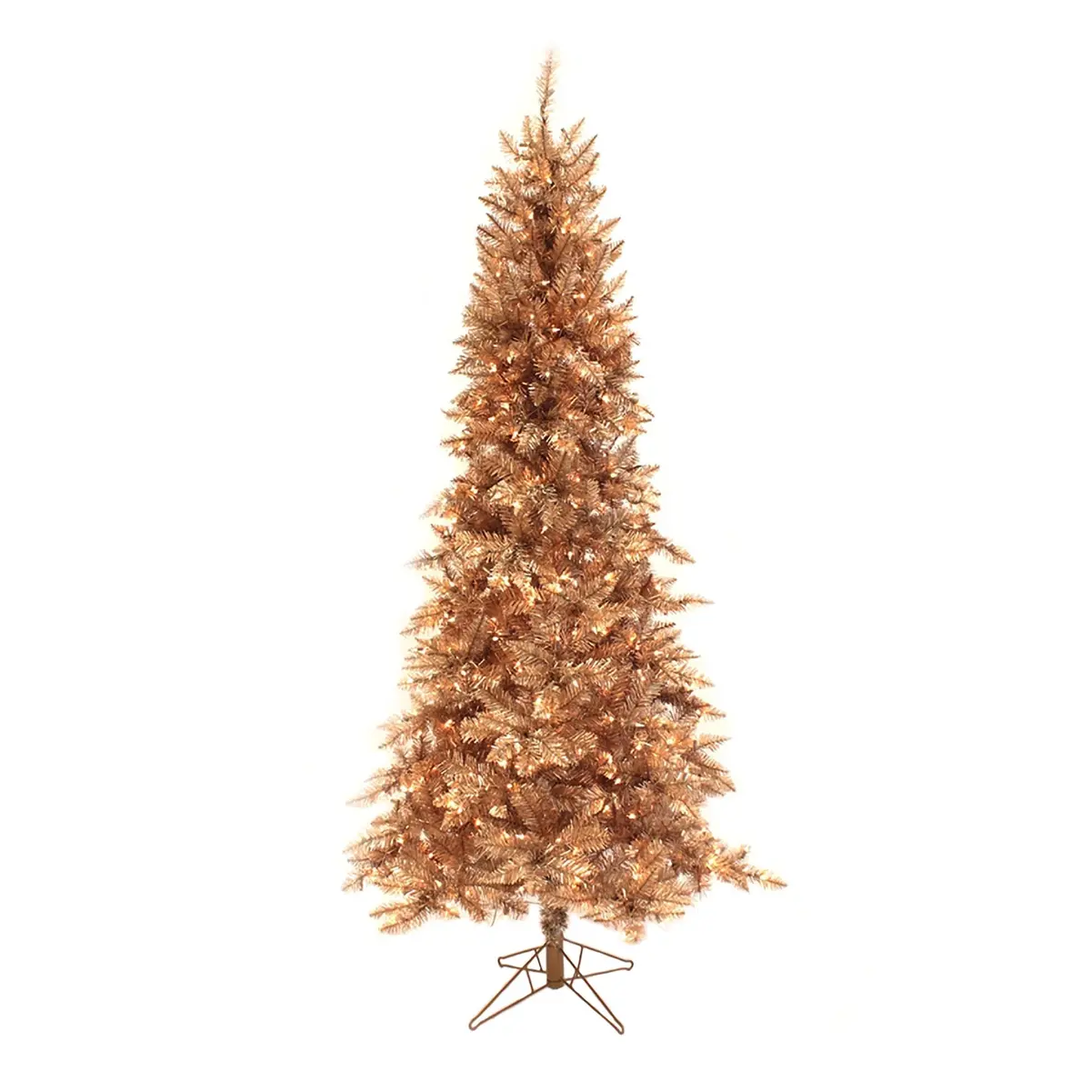 Perfect Holiday Champagne Gold Slim Prelit Christmas Tree With Warm White Lights 1