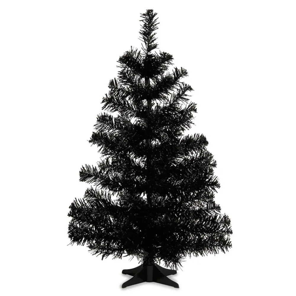 Perfect Holiday 2' Black Tabletop Tree With Stand 1