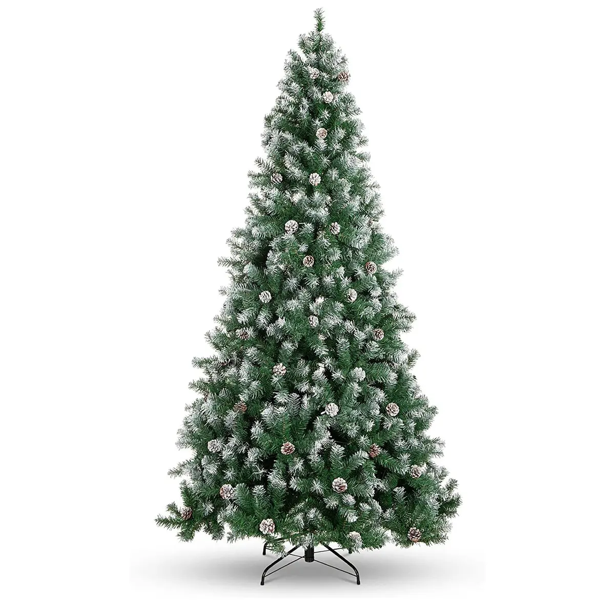 Perfect Holiday Frosted Oregon Fir With Snow Dusted Pine Cones With Metal Stand 1