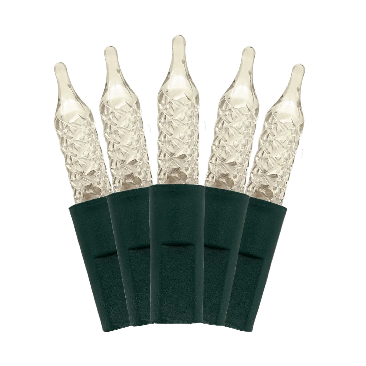 Perfect Holiday 70 Led Indoor/Outdoor Crosshatch Pointed Tip Green Cable Christmas String Lights - Warm White 1