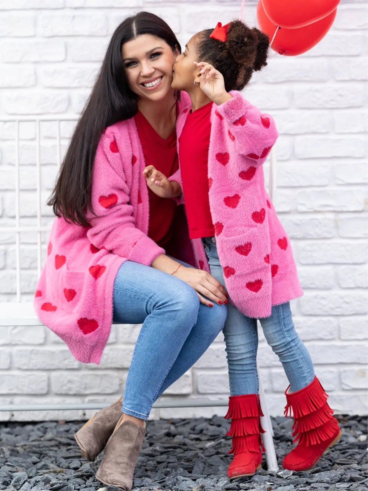 Mia Belle Girls Mommy And Me I Love You Lots Oversized Heart Cardigan 1